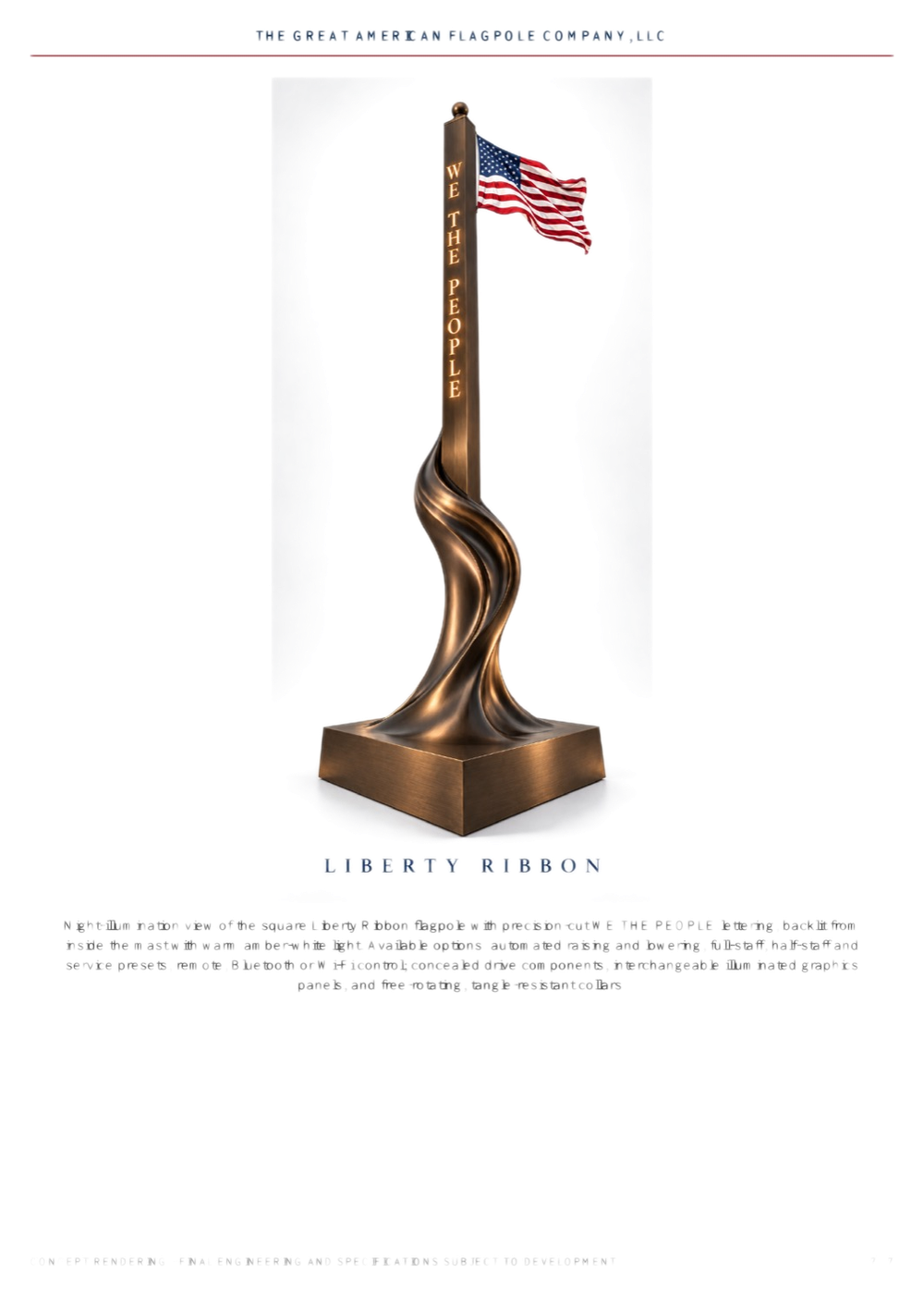 Liberty Ribbon illuminated at night — concept rendering